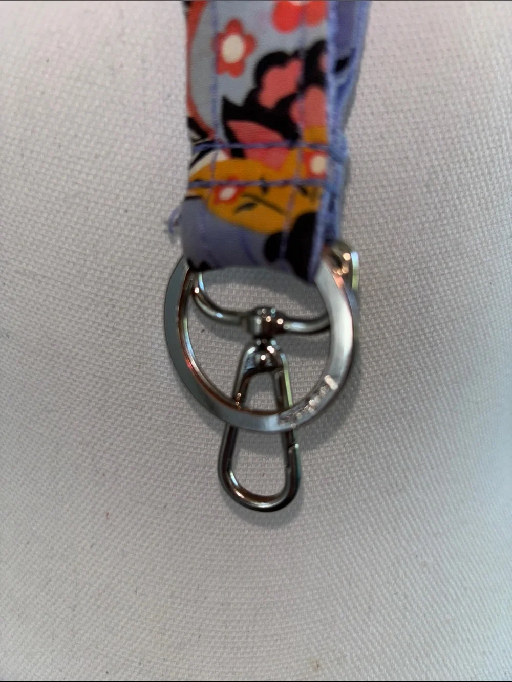 Vera Bradley Lavender Floral Lanyard with Pink, Black and Yellow Accents